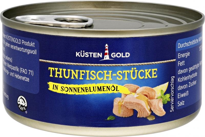 Küstengold Thunfisch-Stücke in Sonnenblumenöl