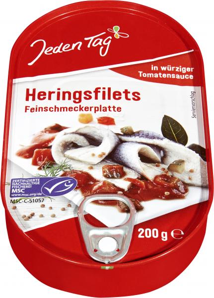 Jeden Tag Heringsfilets in würziger Tomatensauce