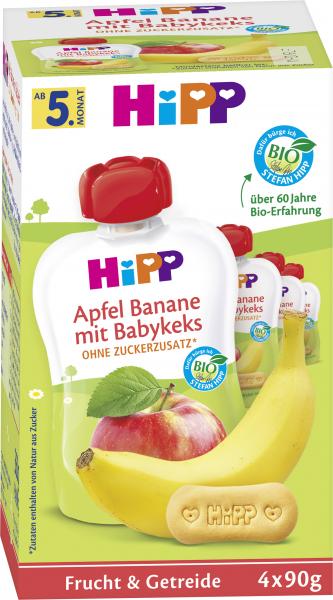 Hipp Frucht & Getreide Quetschbeutel Apfel-Banane mit Babykeks