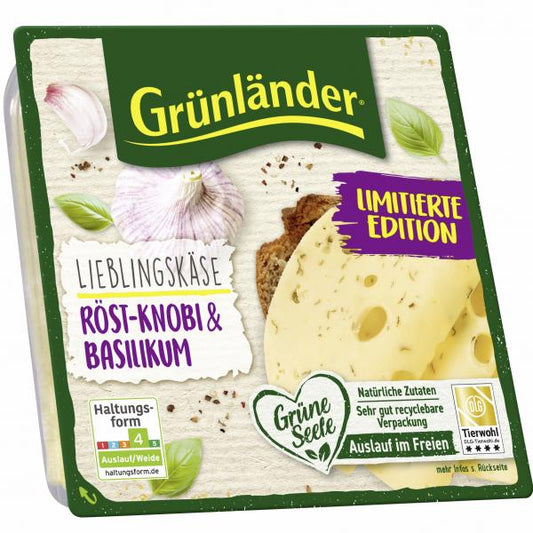 Grünländer Schnittkäse Lieblingskäse Röst-Knobi & Basilikum