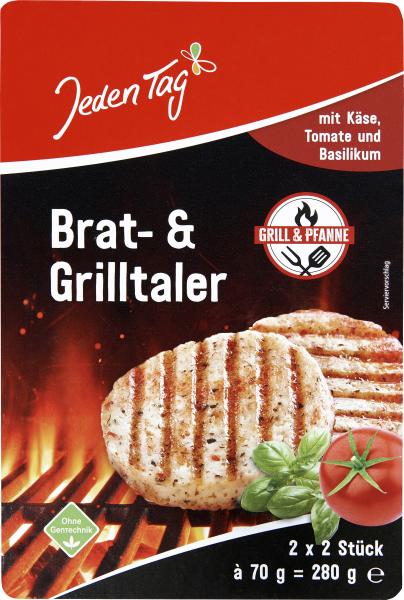 Jeden Tag Brat- & Grilltaler mit Käse, Tomate und Basilikum