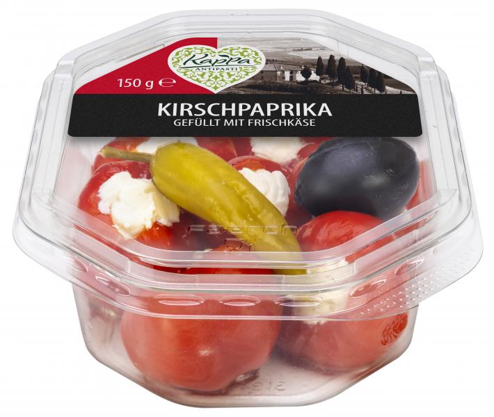 Kappa Kirschpaprika gefüllt mit Frischkäse