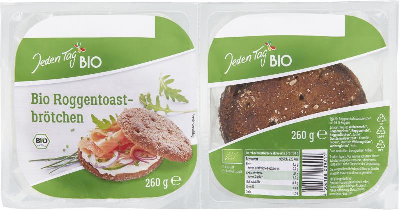 Jeden Tag Bio Roggentoastbrötchen