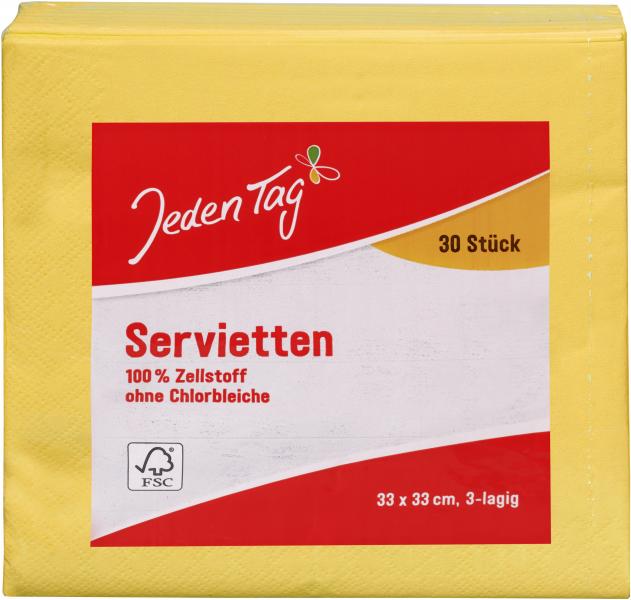 Jeden Tag Servietten 33x33cm sonnengelb