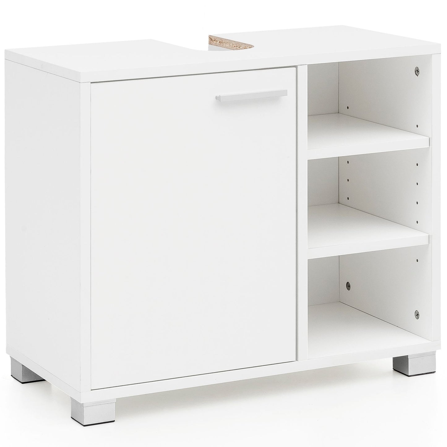 Waschbeckenunterschrank WL5.341 60x55x32cm Weiss Badschrank mit Tür