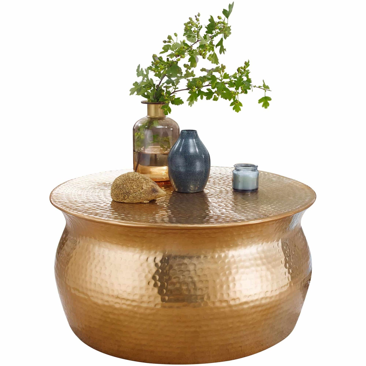 Couchtisch 60x30,5x60 cm Aluminium Gold Beistelltisch orientalisch rund