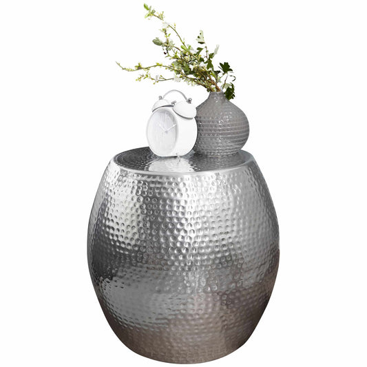 Beistelltisch 42 x 42 x 42 cm Aluminium Silber Dekotisch Orientalisch Rund