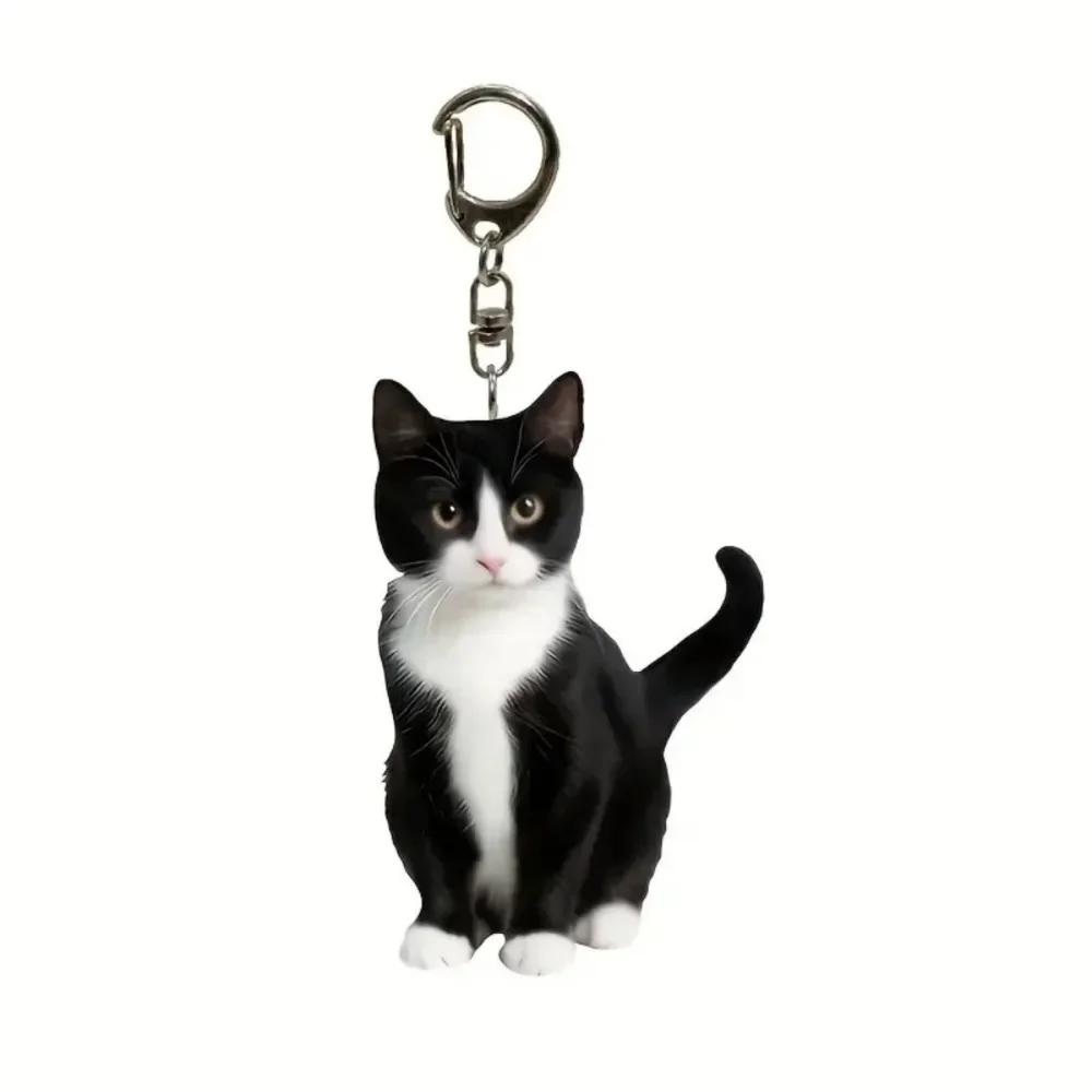Schöne Katzen-Schlüsselanhänger, Kuhkatze, Britisch Kurzhaar, Acryl-Anhänger, Kinder, lustige Schlüsselanhänger, Schulranzen-Ornament für Mädchen