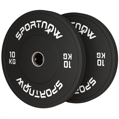 SPORTNOW 2er-Set Hantelgewichte, 2 x 10kg Gewichte, Hantelscheiben-Set, Gewichtsscheiben für 5 cm Hantelstange, Ø 50 mm Bohrung, Schwarz   Aosom