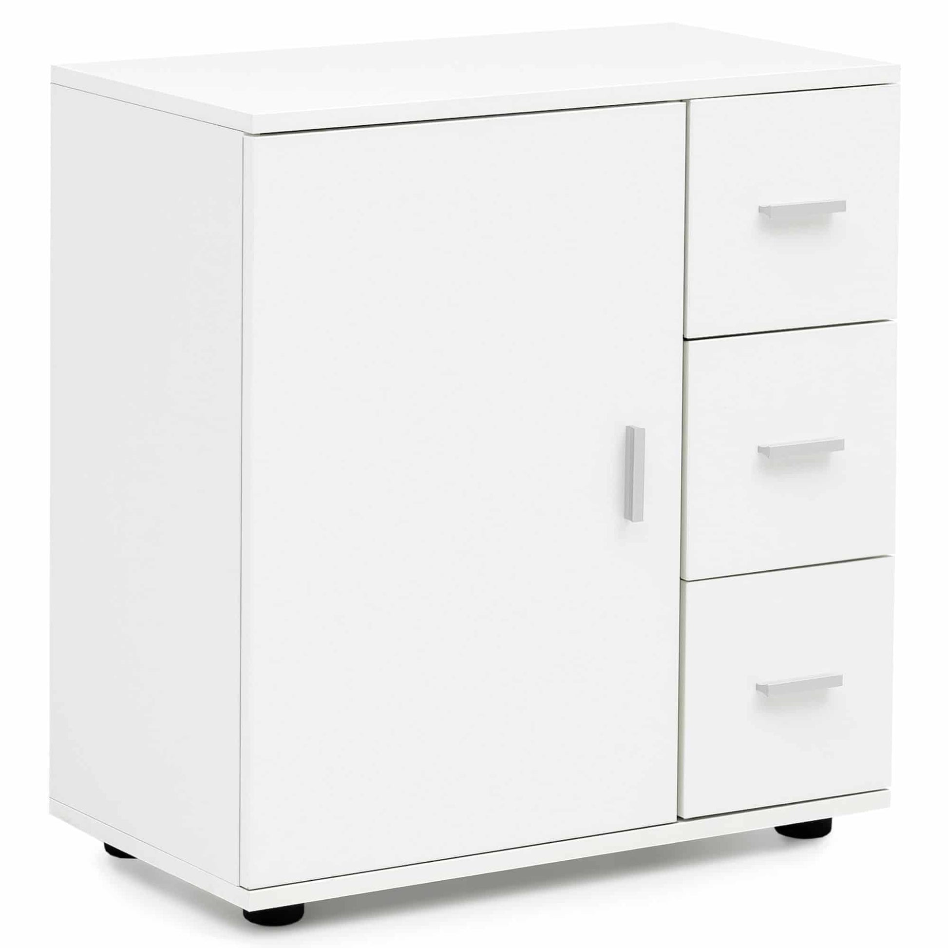 Badschrank WL5.877 Weiß 60x65,5x33 cm Midi-Schrank mit Tür &amp; Schubladen