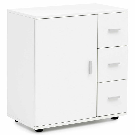 Badschrank WL5.877 Weiß 60x65,5x33 cm Midi-Schrank mit Tür &amp; Schubladen
