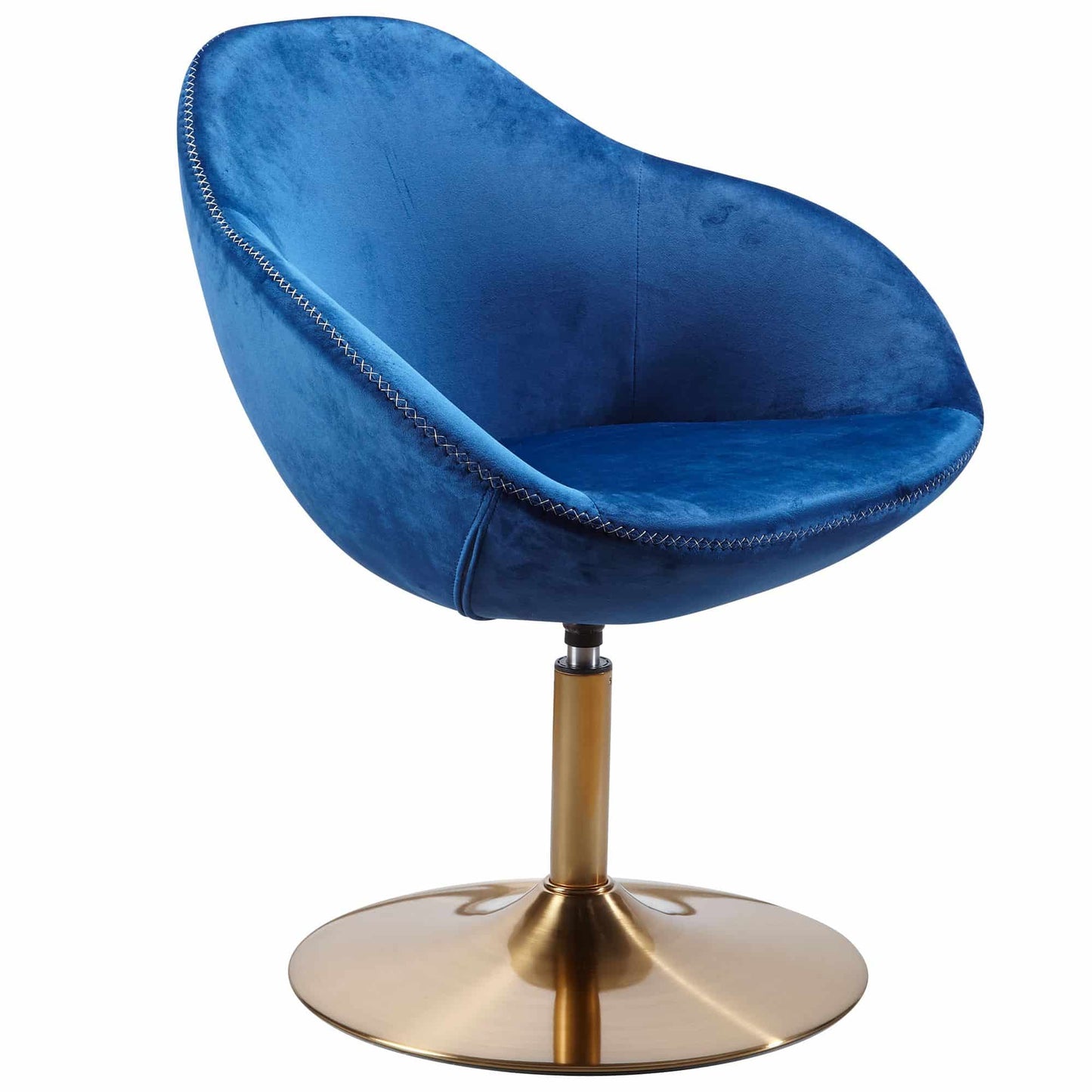 Wohnling Cocktailsessel WL5.920 – Moderner Lounge-Sessel mit 360°-Drehung, Samtbezug &amp; Trompetenfuß, Blau/Gold