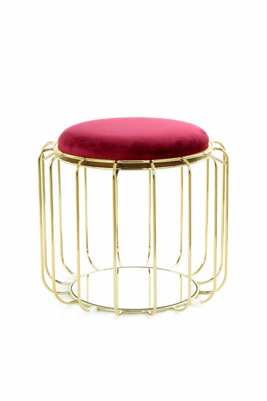 Beistelltisch / Pouf Comfortable 110 Rot / Gold