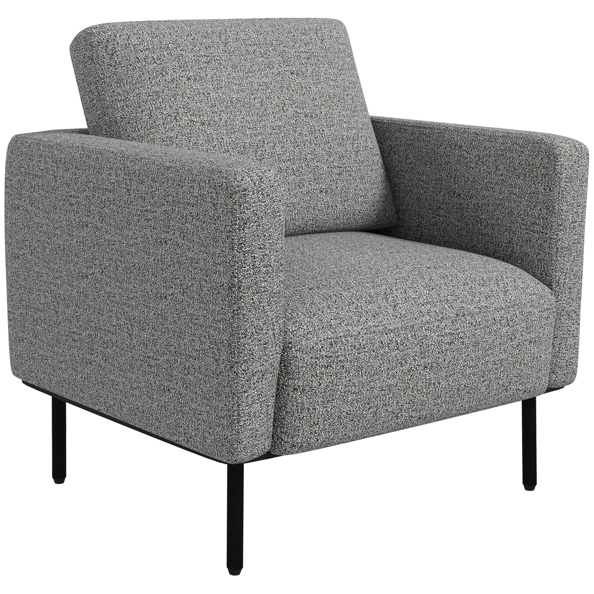 HOMCOM Lounge-Sessel aus Stoff, 1-Sitzer, Leinenoptik, Stahlbeine, bequemer Stuhl für Wohnzimmer, Schlafzimmer, Wohnzimmer, Büro, 79 x 76 x 65 cm, Grau, Schwarz   Aosom