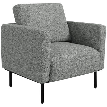 HOMCOM Lounge-Sessel aus Stoff, 1-Sitzer, Leinenoptik, Stahlbeine, bequemer Stuhl für Wohnzimmer, Schlafzimmer, Wohnzimmer, Büro, 79 x 76 x 65 cm, Grau, Schwarz   Aosom