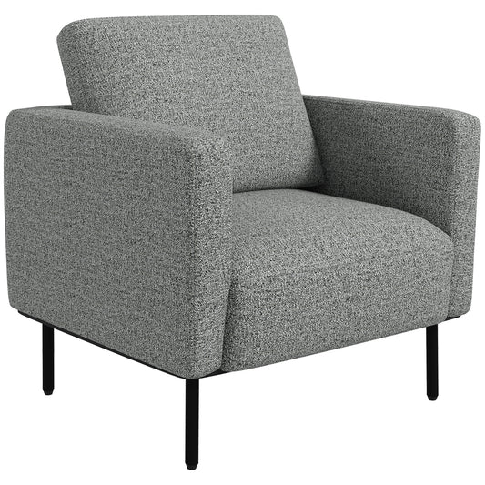 HOMCOM Lounge-Sessel aus Stoff, 1-Sitzer, Leinenoptik, Stahlbeine, bequemer Stuhl für Wohnzimmer, Schlafzimmer, Wohnzimmer, Büro, 79 x 76 x 65 cm, Grau, Schwarz   Aosom