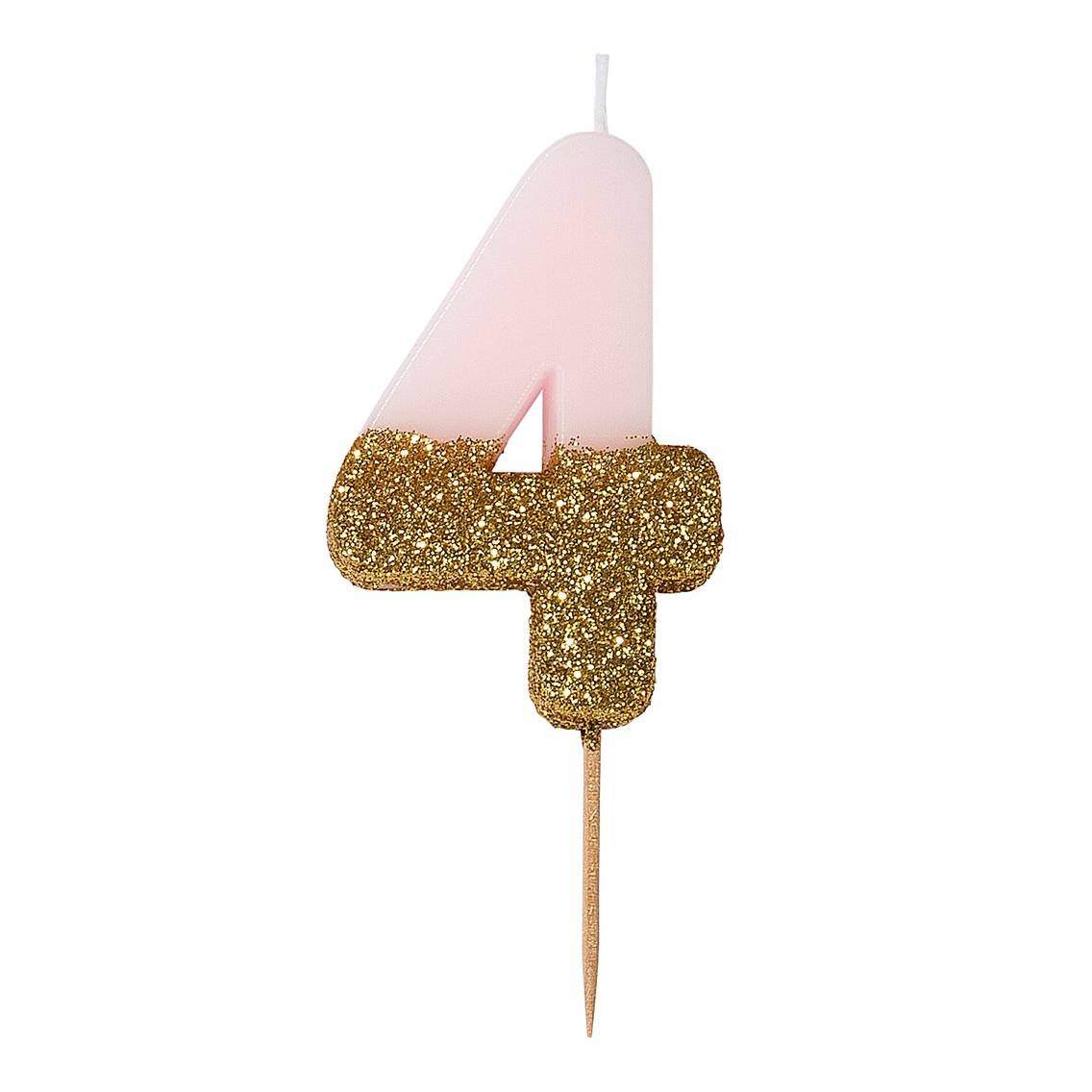 Zahlenkerze rosa/gold 4
