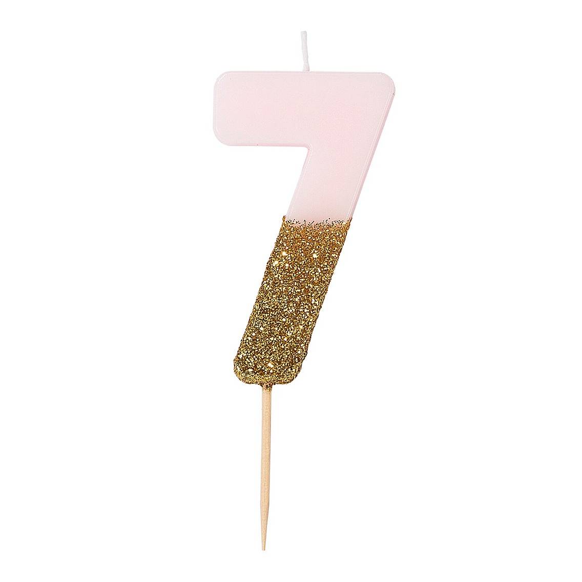 Zahlenkerze rosa/gold 7