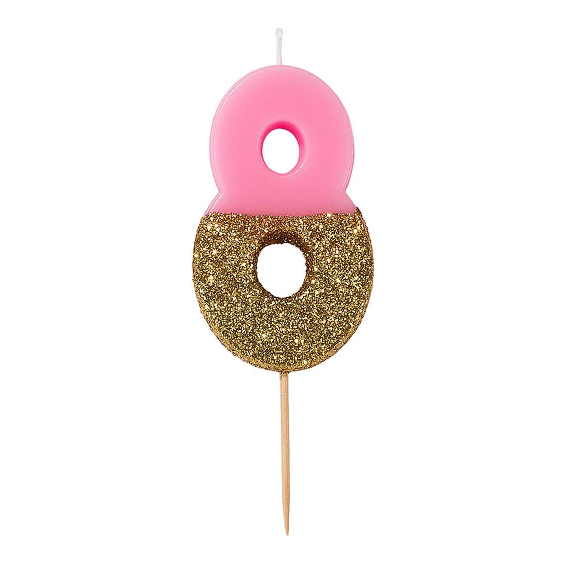 Zahlenkerze rosa/gold 8