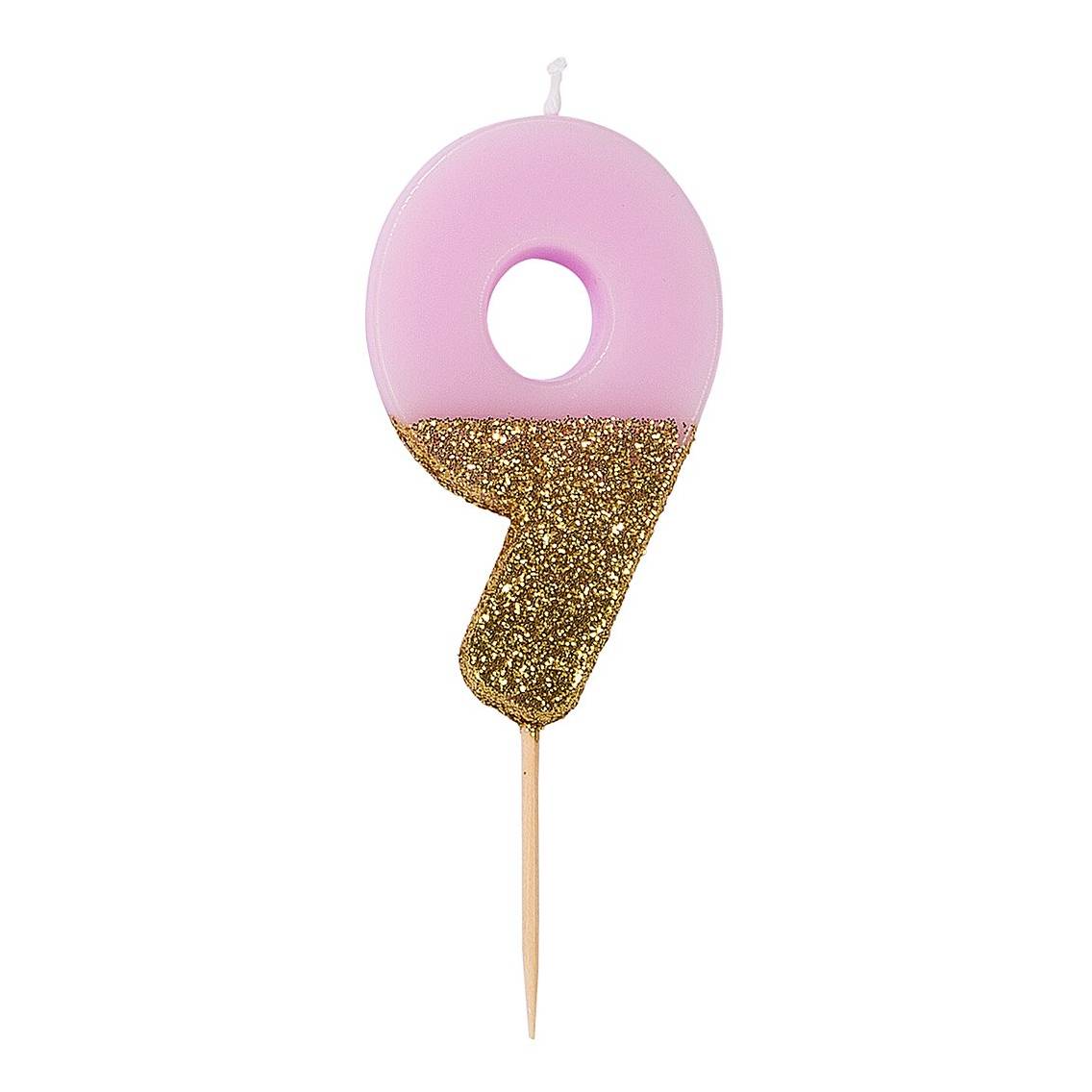 Zahlenkerze rosa/gold 9