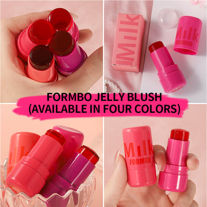 FORMBO Blush - 4 Colors, Compact & Portable, Multi - Jelly Lipstick, Rouge Cream, Shimmer Stick & Mud - Versatile Makeup Collection