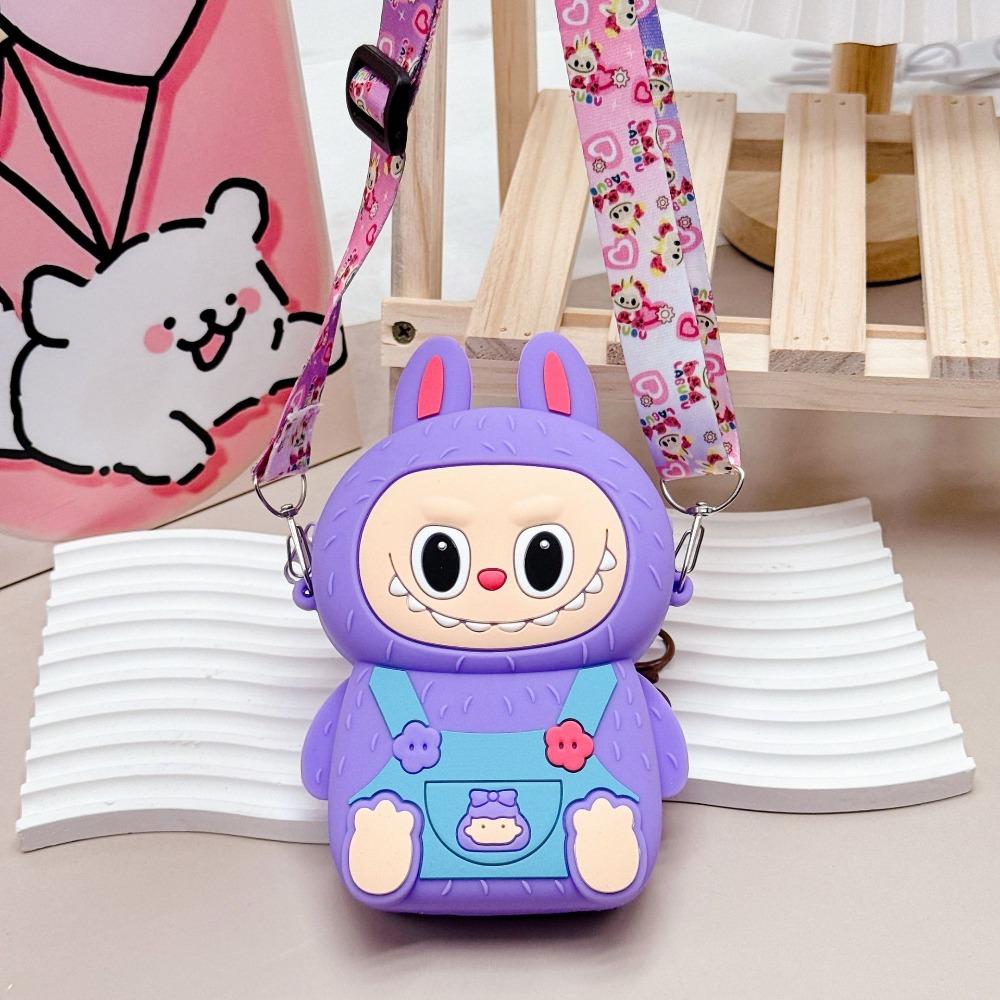 2025 Beliebte Labobo Kinder Snack Tasche Weich Anfassendes Silikon Mittelgroße Geldbörse Niedliche Cartoon Bubble Mart Sitzstil Münzfach für Kinder Feiertagsüberraschungsgeschenk violett
