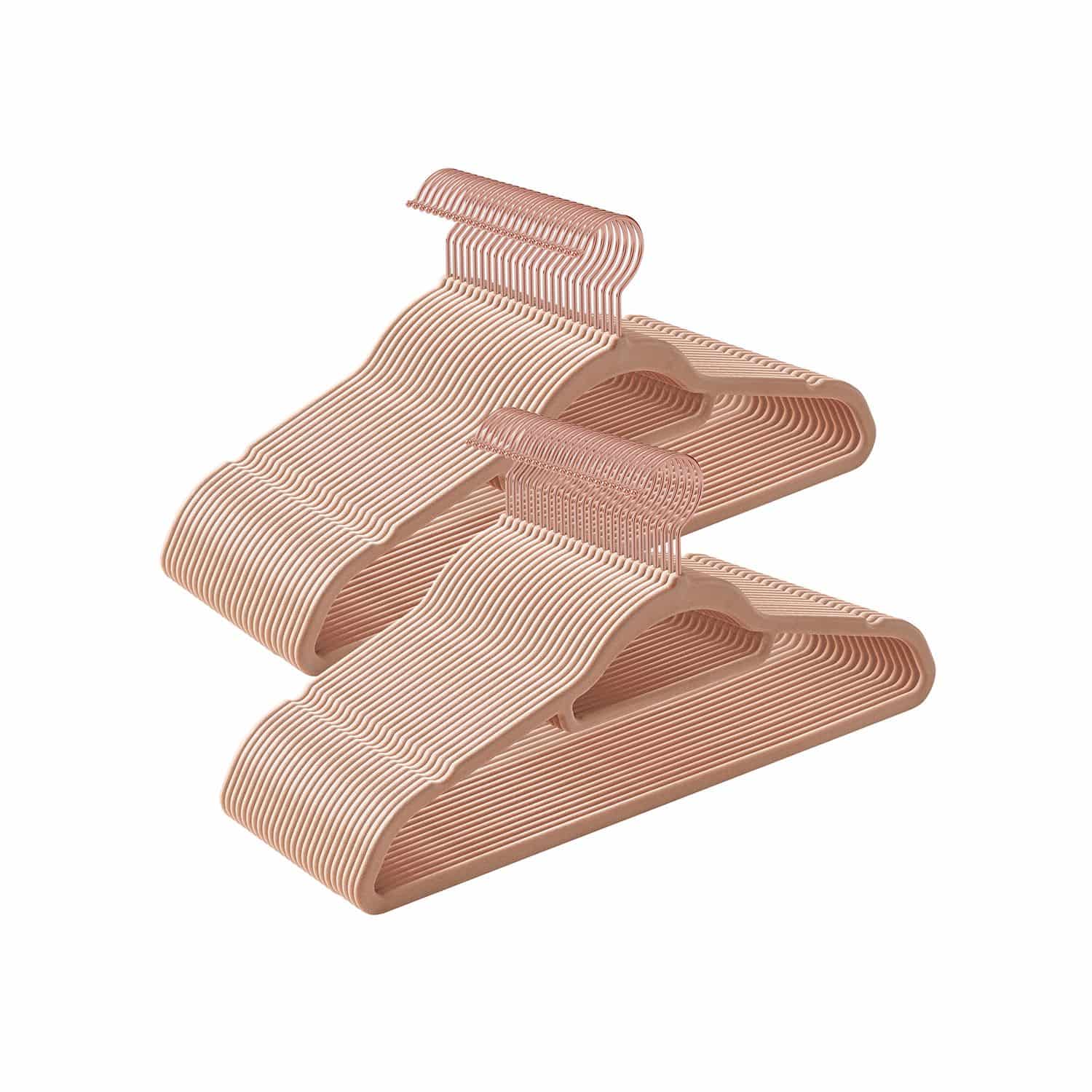 50er Set Samt-Kleiderbügel Hellgrün