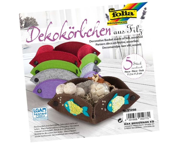 Folia Deko-Körbchen aus Filz, 5 Stück