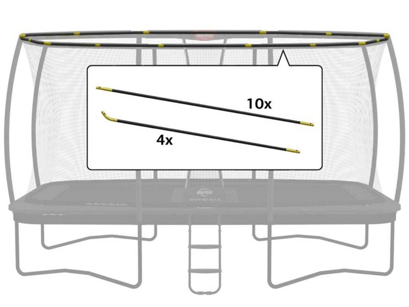 BERG Fiberglasstangen Komplett-Set für Ultim Sicherheitsnetz Deluxe XL 410, 14-tlg.