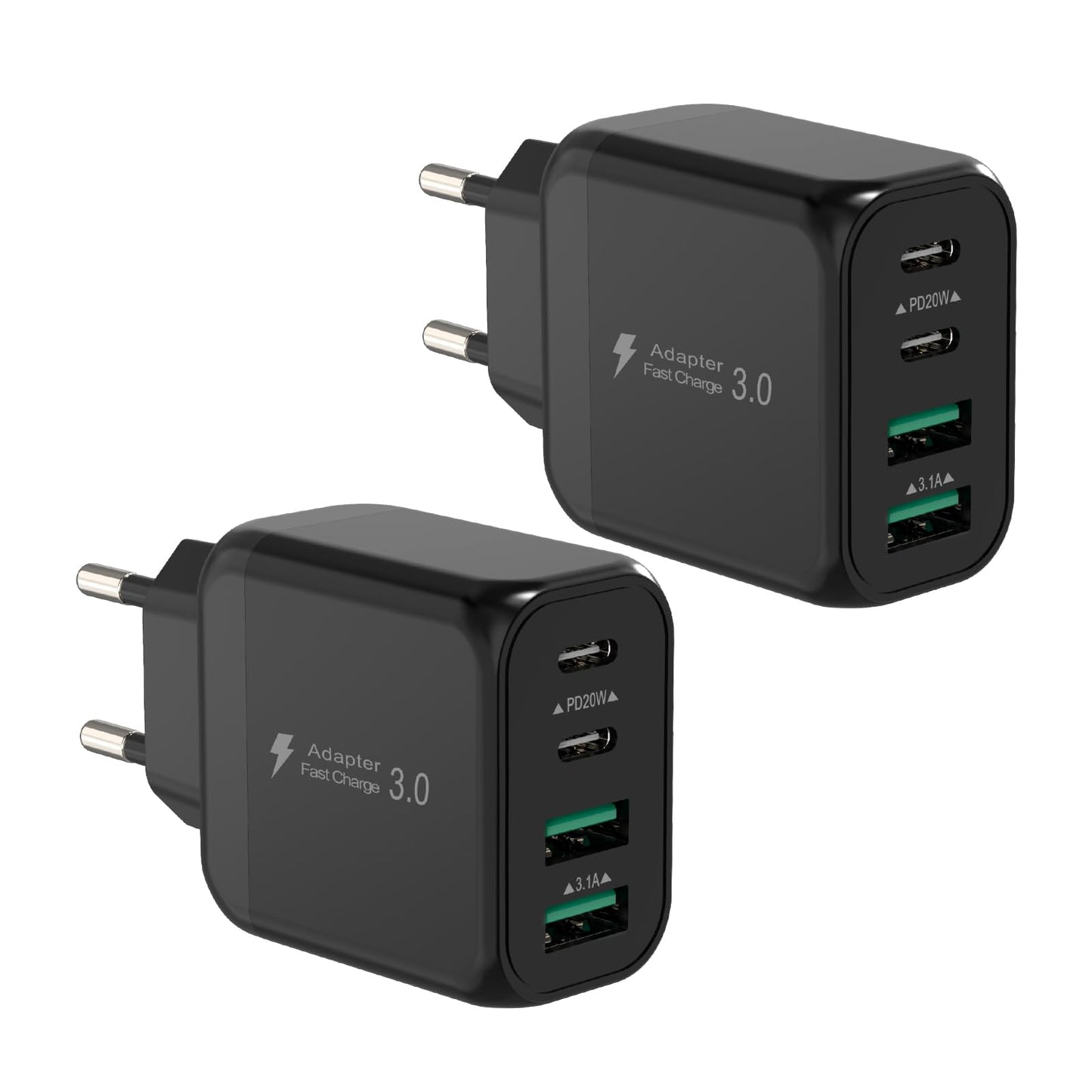 40W USB C Schnellladegerät - 2er-Pack - 4 Port