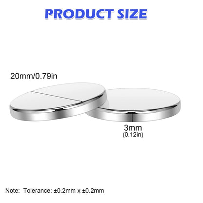 Wukong Schwarz Neodym Magnete Selbstklebend Extra Stark 20x3mm | 6 Stück, Mini Runde Magnete Heavy Duty für Magnettafel Whiteboard Kühlschrank