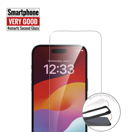 4smarts Second Glass mit Montagerahmen für Apple iPhone 15