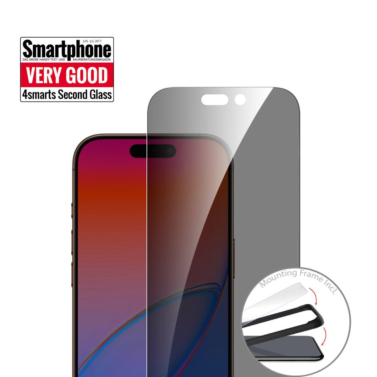 4smarts Second Glass Privacy mit Montagerahmen für Apple iPhone 17