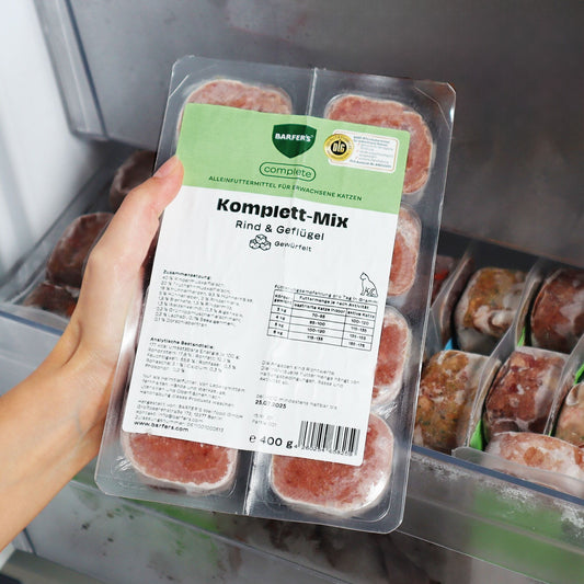 BARFER'S COMPLETE  - Würfel: Komplett-Mix Rind & Geflügel für Katzen