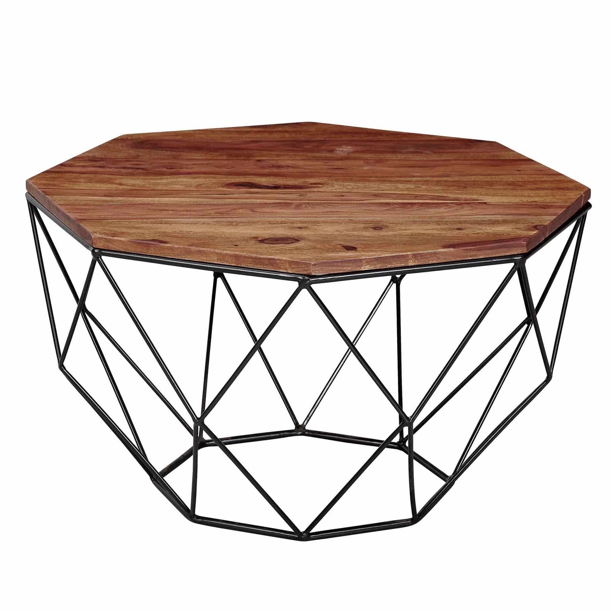 Couchtisch Sheesham Massivholz / Metall 66 x 40 x 66 cm