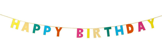 Rainbow Gold Happy Birthday Girlande