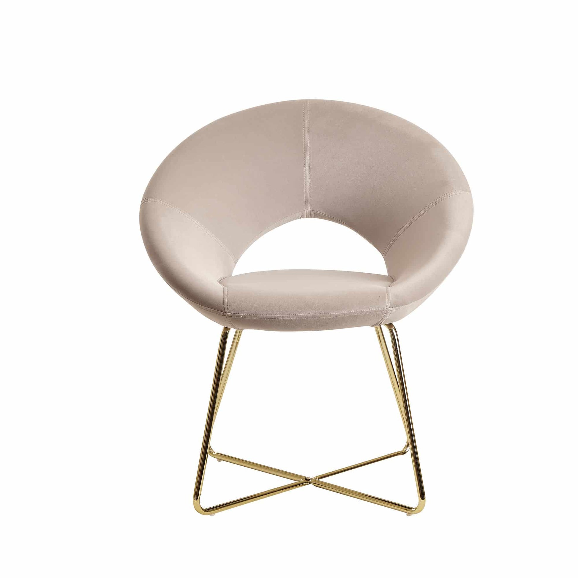 Esszimmerstuhl Samt Beige Küchenstuhl mit goldenen Beinen