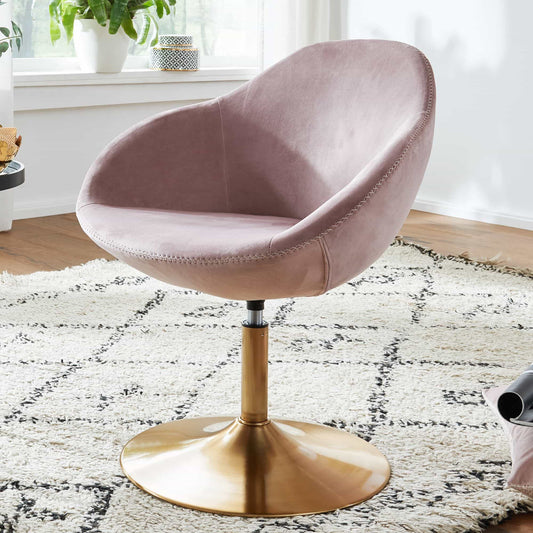 Wohnling Lounge- &amp; Cocktailsessel WL6.204 – Eleganter Relaxsessel in Rosa/Gold mit 360° Drehfunktion.