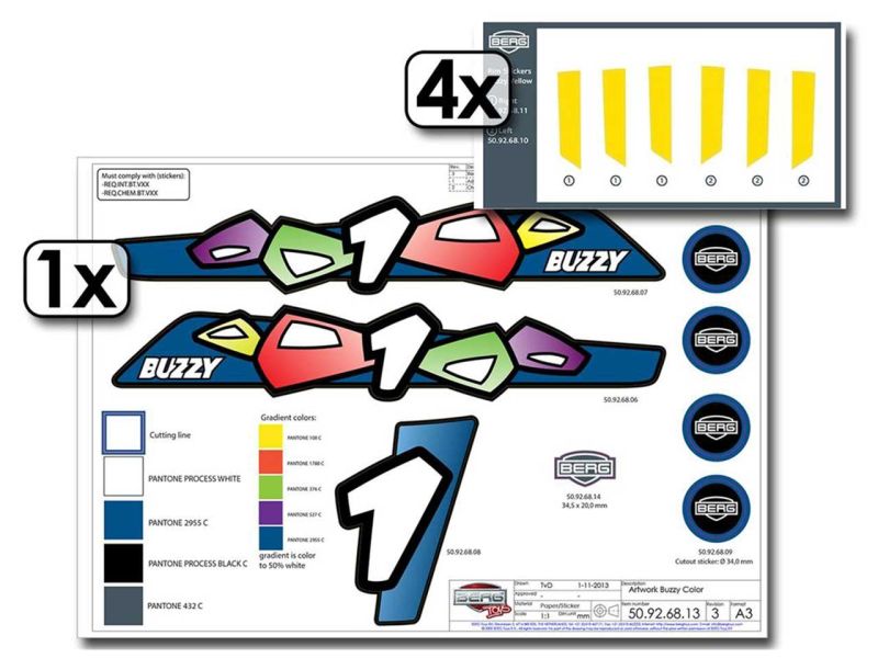 BERG Aufkleber-Set für Buzzy Yellow Pedal-Gokarts