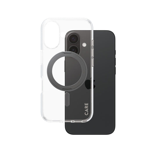 CARE by PanzerGlass® Feature Case Transparent Schwarz Kickstand & MagSafe für iPhone 16