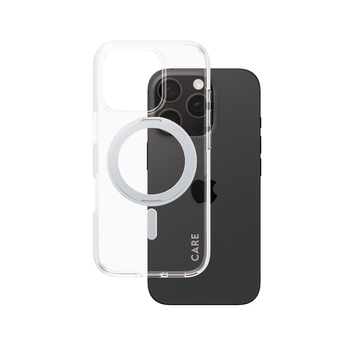CARE by PanzerGlass® Feature Case Transparent Silber Kickstand & MagSafe für  iPhone 16 Pro