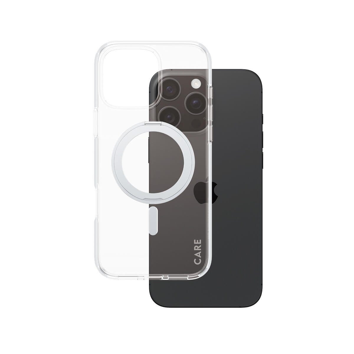 CARE by PanzerGlass® Feature Case Transparent Silber Kickstand & MagSafe für iPhone 16 Pro Max