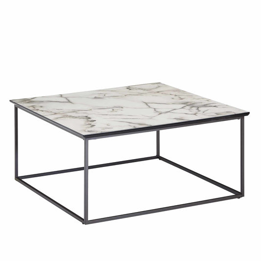 Couchtisch Quadratisch 80x38x80 cm mit Marmor Optik Weiß
