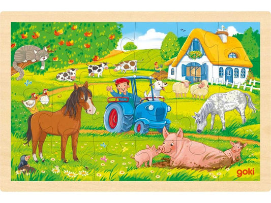 goki Einlegepuzzle »Bauernhof«, Holz, 24 Teile