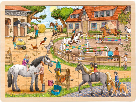 goki Einlegepuzzle »Reiterhof«, Holz, 96 Teile