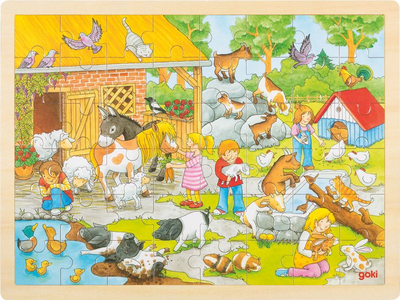 goki Einlegepuzzle »Streichelzoo«, Holz, 48 Teile