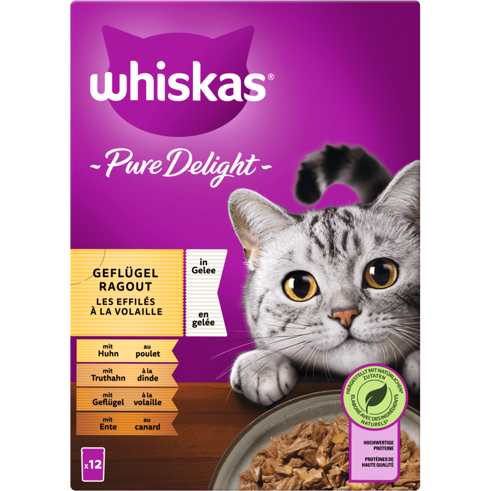 Whiskas Pure Del. Geflügel Rag Gelee 12x85g 4er Pack