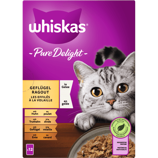 Whiskas Pure Del. Geflügel Rag Gelee 12x85g 4er Pack