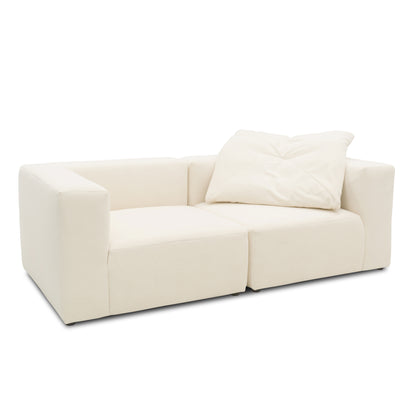 Sofa 800013, 2-Sitzer, rechteckig, gepolsterte Rückenlehne, 2er Couch, 216 x 108 x 69 (BxTxH), Creme   Aosom