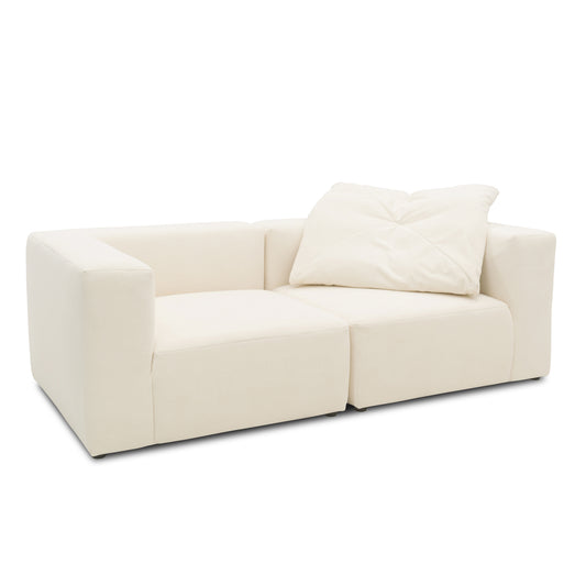 Sofa 800013, 2-Sitzer, rechteckig, gepolsterte Rückenlehne, 2er Couch, 216 x 108 x 69 (BxTxH), Creme   Aosom